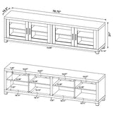 Mueble para TV Sachin de 4 puertas de madera de ingeniería de 79 pulgadas en pino envejecido