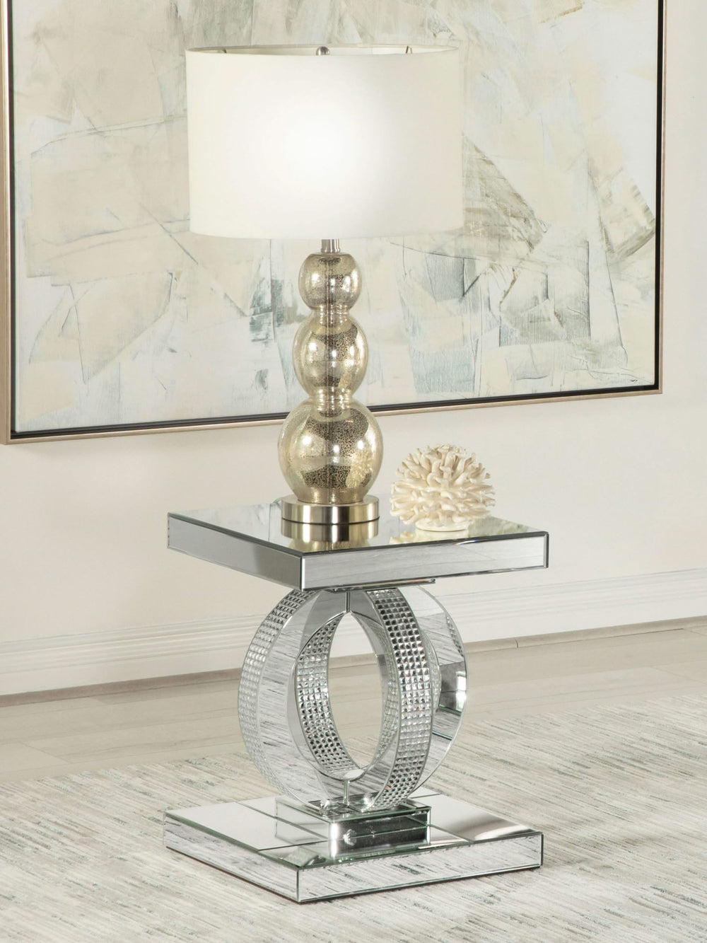 Mesa auxiliar rectangular de acrílico con espejo Breena, color plateado