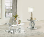 Breena 2-piece Mirrored Coffee and End Table Set Silver
