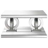 Juego de mesa auxiliar y de centro con espejo Breena de 2 piezas, color plateado