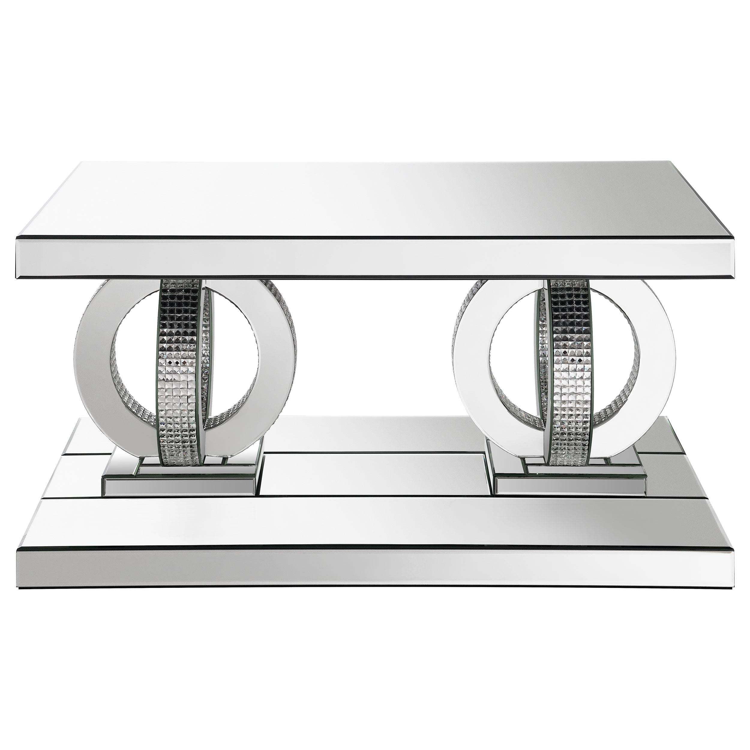Breena 2-piece Mirrored Coffee and End Table Set Silver