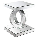 Juego de mesa auxiliar y de centro con espejo Breena de 2 piezas, color plateado