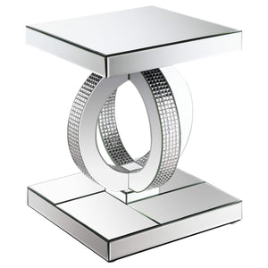 Juego de mesa auxiliar y de centro con espejo Breena de 2 piezas, color plateado