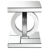 Juego de mesa auxiliar y de centro con espejo Breena de 2 piezas, color plateado