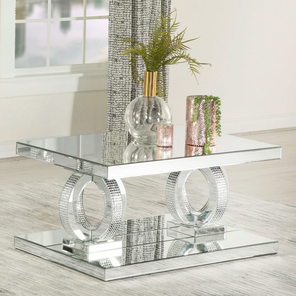Mesa de centro rectangular de acrílico con espejo Breena, color plateado