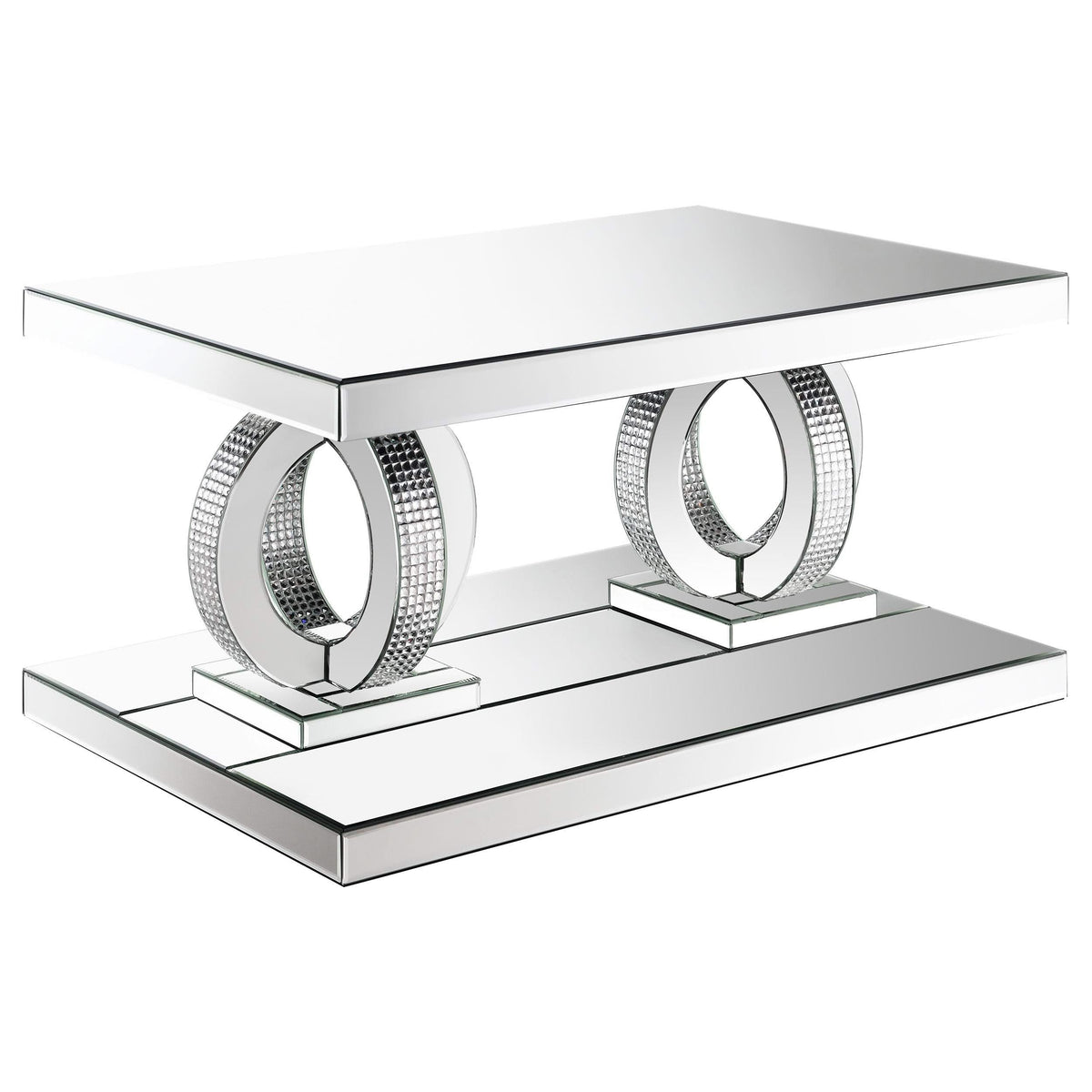 Mesa de centro rectangular de acrílico con espejo Breena, color plateado