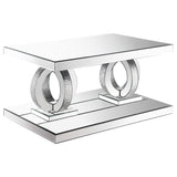 Mesa de centro rectangular de acrílico con espejo Breena, color plateado