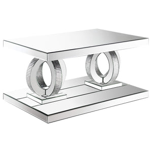 Mesa de centro rectangular de acrílico con espejo Breena, color plateado