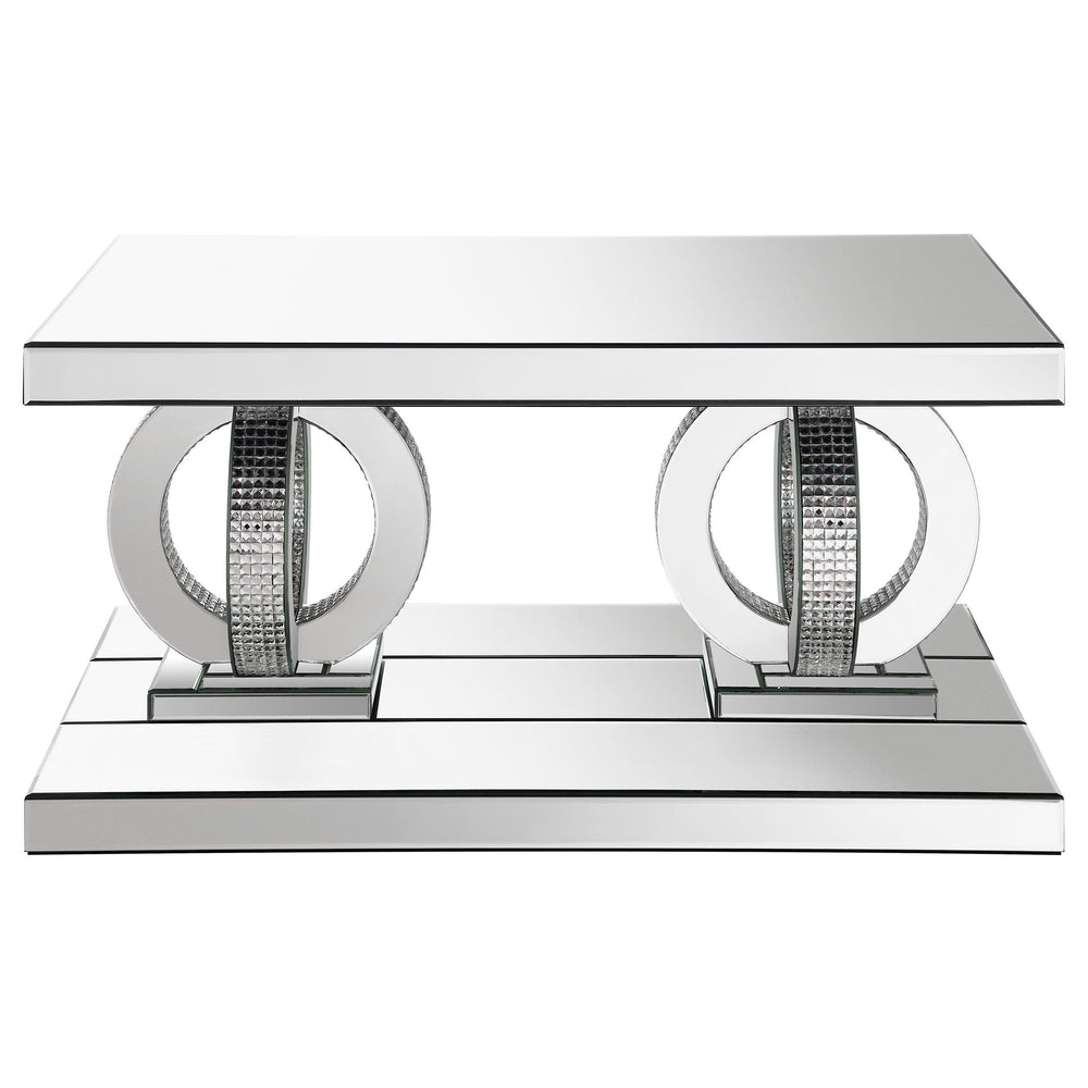 Mesa de centro rectangular de acrílico con espejo Breena, color plateado