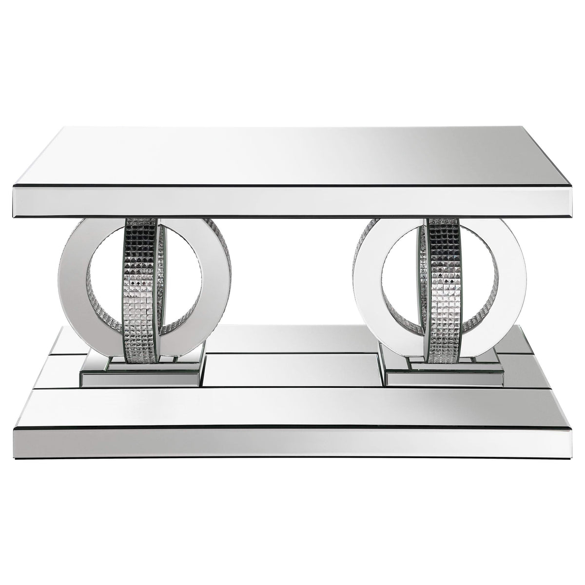 Mesa de centro rectangular de acrílico con espejo Breena, color plateado