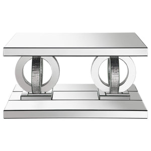 Mesa de centro rectangular de acrílico con espejo Breena, color plateado