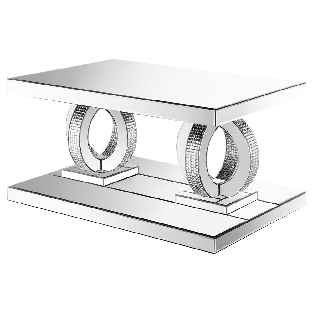 Mesa de centro rectangular de acrílico con espejo Breena, color plateado
