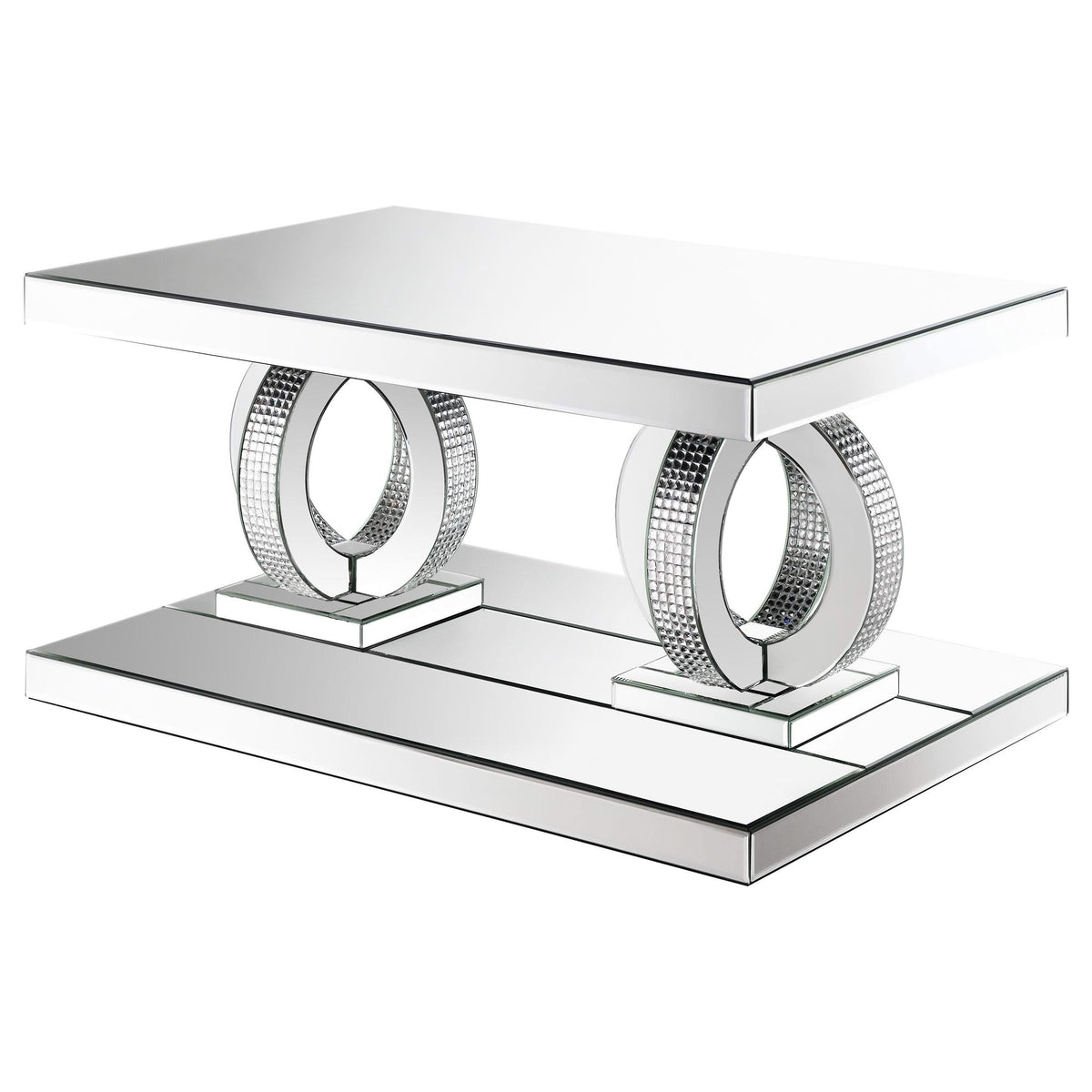 Mesa de centro rectangular de acrílico con espejo Breena, color plateado