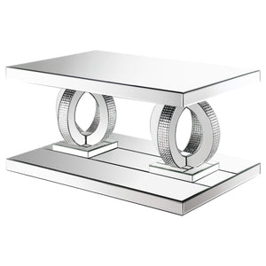 Mesa de centro rectangular de acrílico con espejo Breena, color plateado