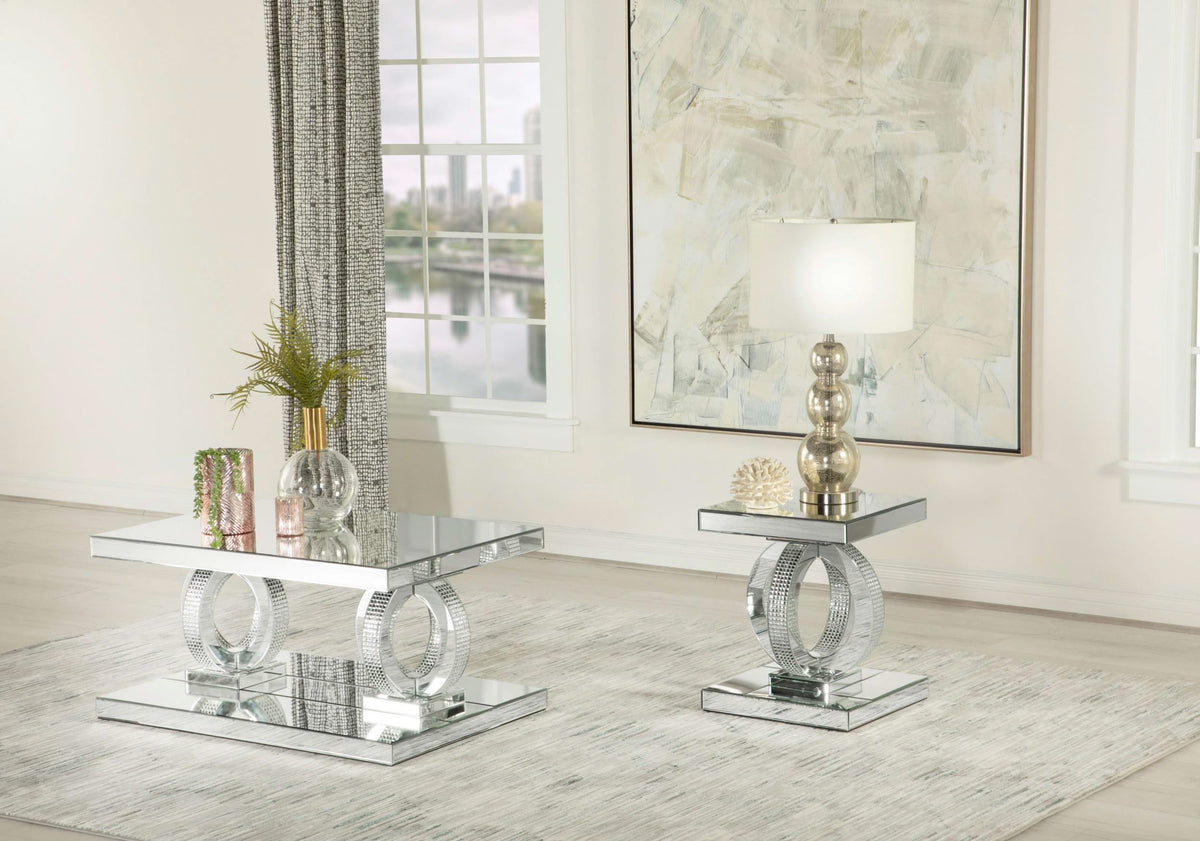 Mesa de centro rectangular de acrílico con espejo Breena, color plateado