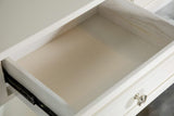 Mesa auxiliar cuadrada de 1 cajón con estante inferior color suero de leche