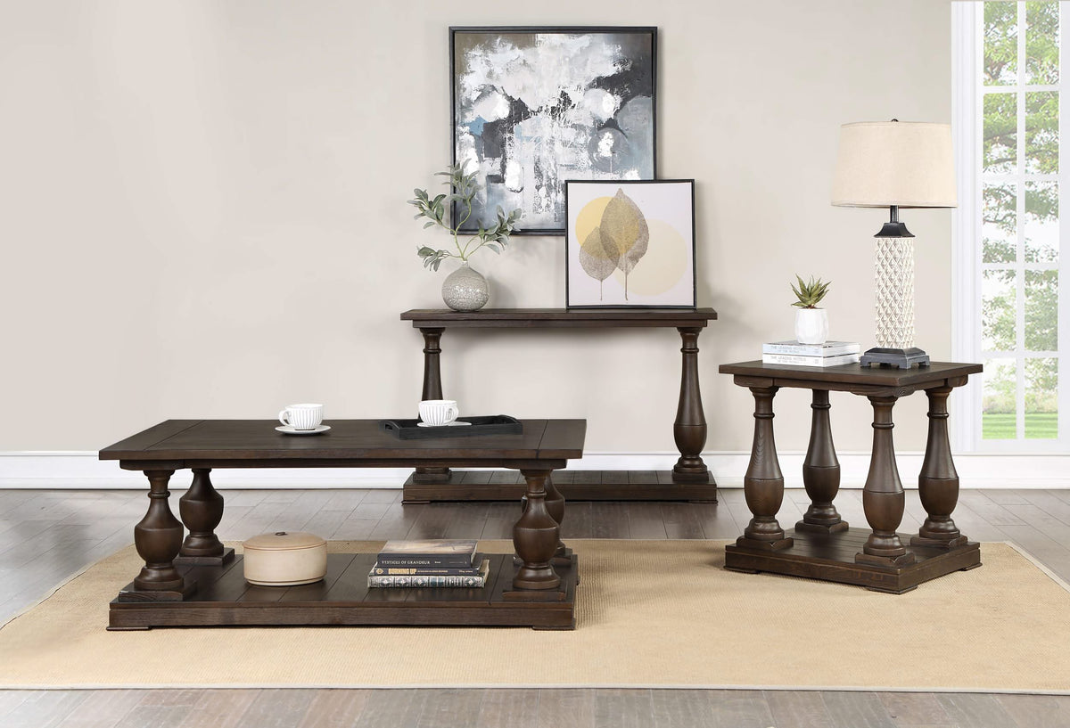 Mesa auxiliar rectangular de madera Walden en color marrón café