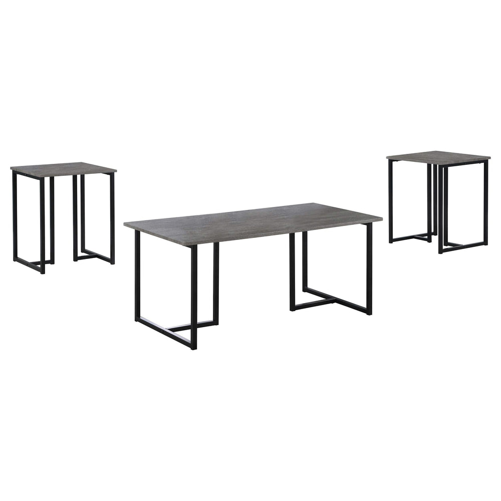 Juego de mesa de centro Nyla de 3 piezas de madera de ingeniería, gris desgastado