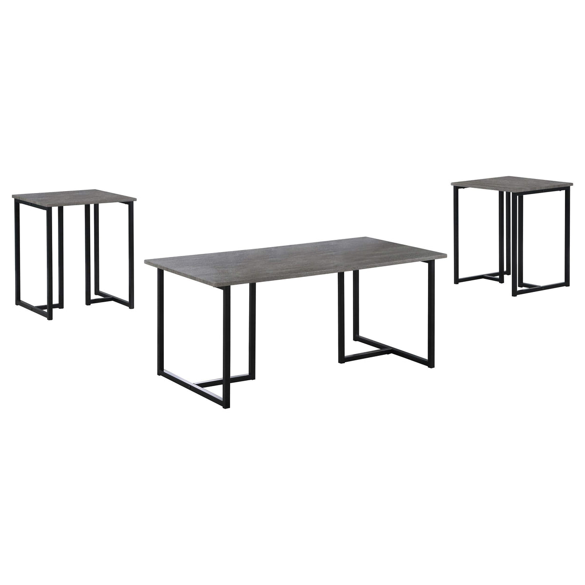 Juego de mesa de centro Nyla de 3 piezas de madera de ingeniería, gris desgastado