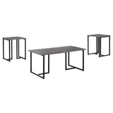 Juego de mesa de centro Nyla de 3 piezas de madera de ingeniería, gris desgastado
