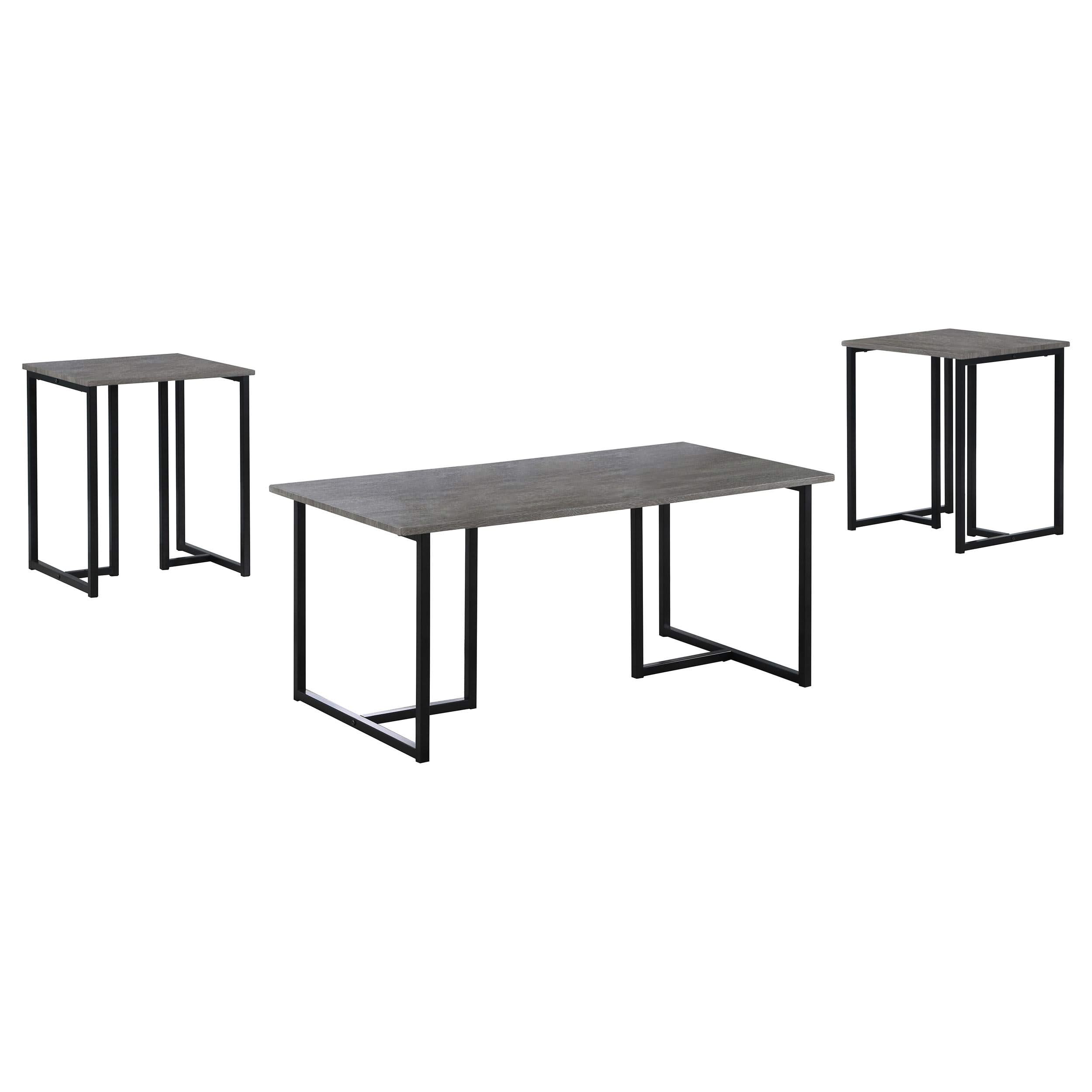 Juego de mesa de centro Nyla de 3 piezas de madera de ingeniería, gris desgastado