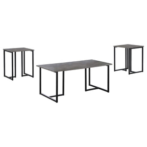 Juego de mesa de centro Nyla de 3 piezas de madera de ingeniería, gris desgastado