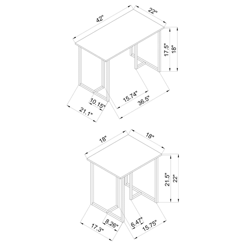 Juego de mesa de centro Nyla de 3 piezas de madera de ingeniería, gris desgastado