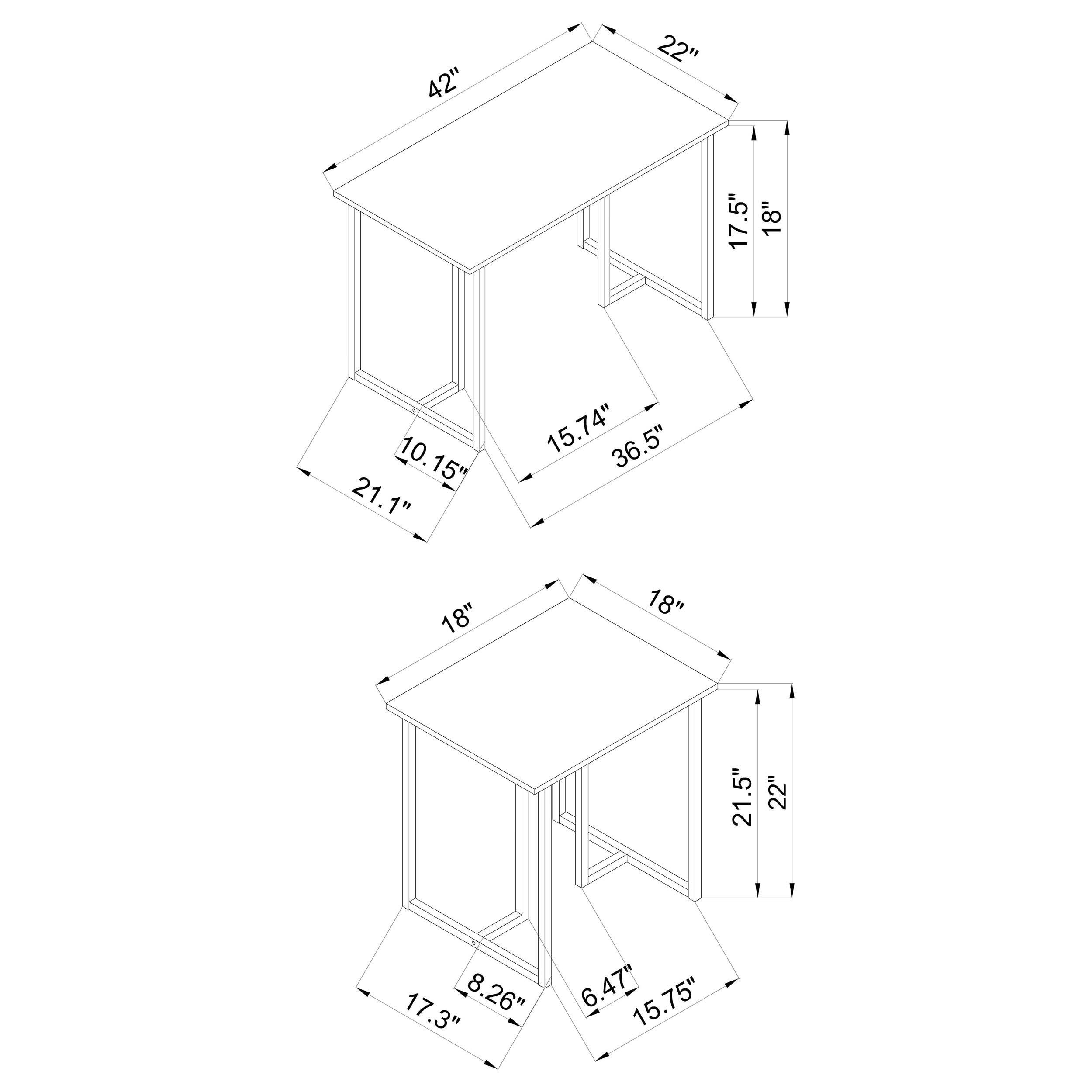 Juego de mesa de centro Nyla de 3 piezas de madera de ingeniería, gris desgastado
