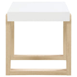 Pala Rectangular End Table White High Gloss and Natural