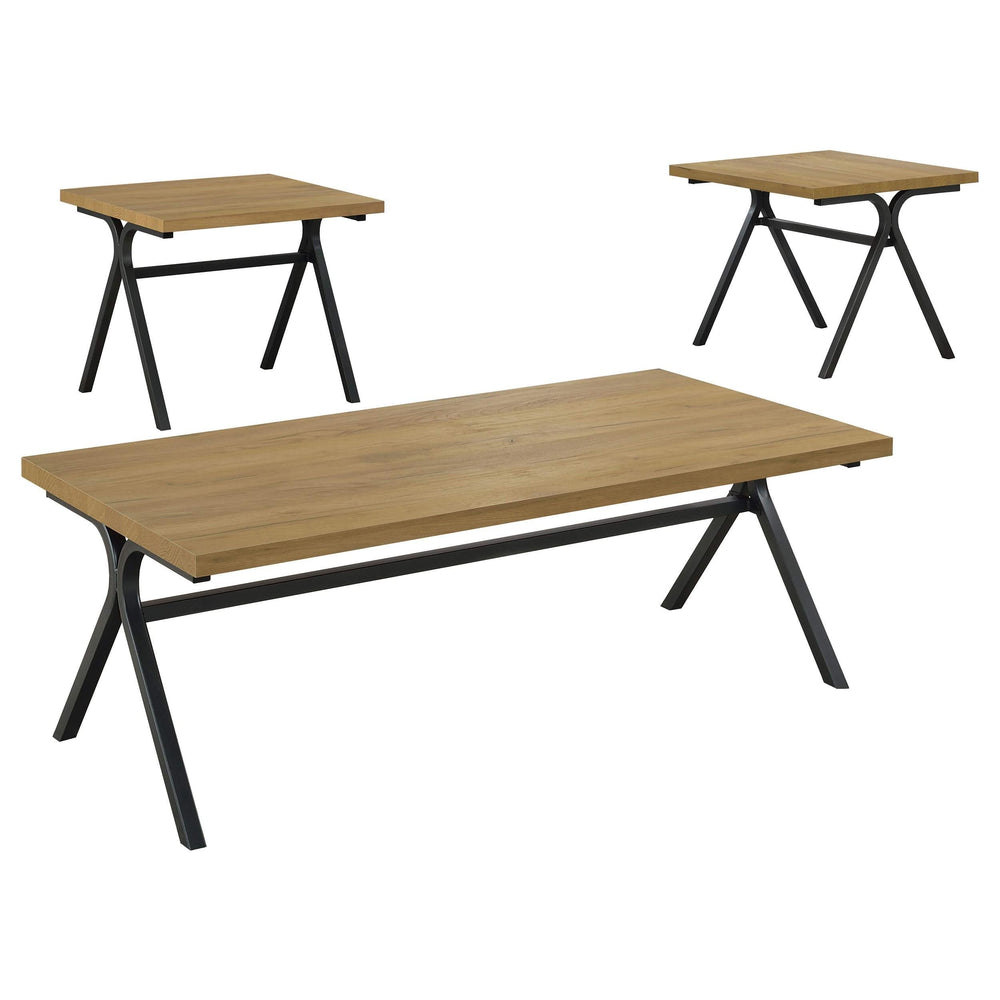 Juego de mesa de centro Colmar de 3 piezas de madera de ingeniería en roble dorado