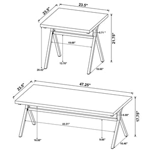 Juego de mesa de centro Colmar de 3 piezas de madera de ingeniería en roble dorado