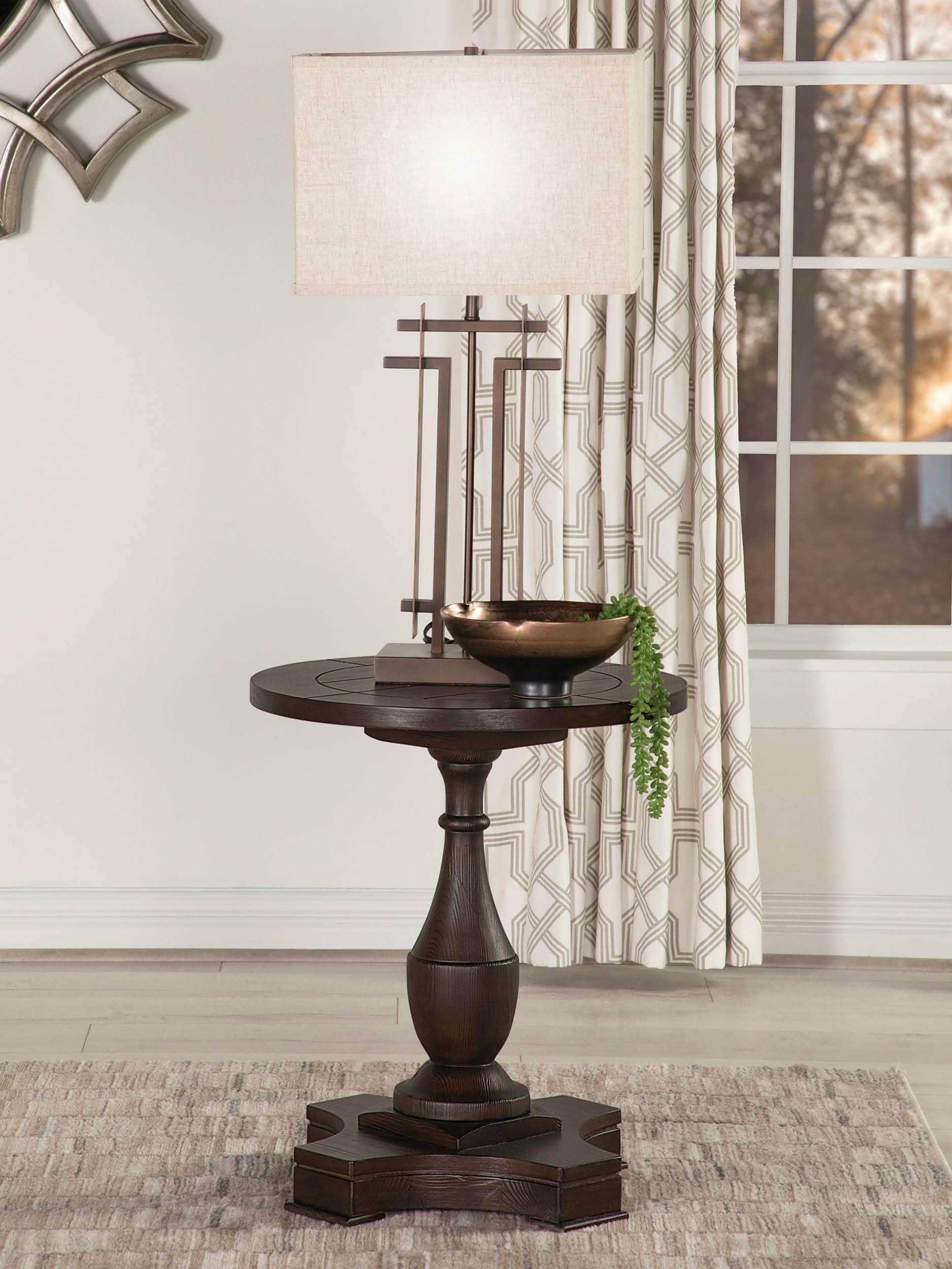Morello Round Wood End Table with Pedestal Base Coffee