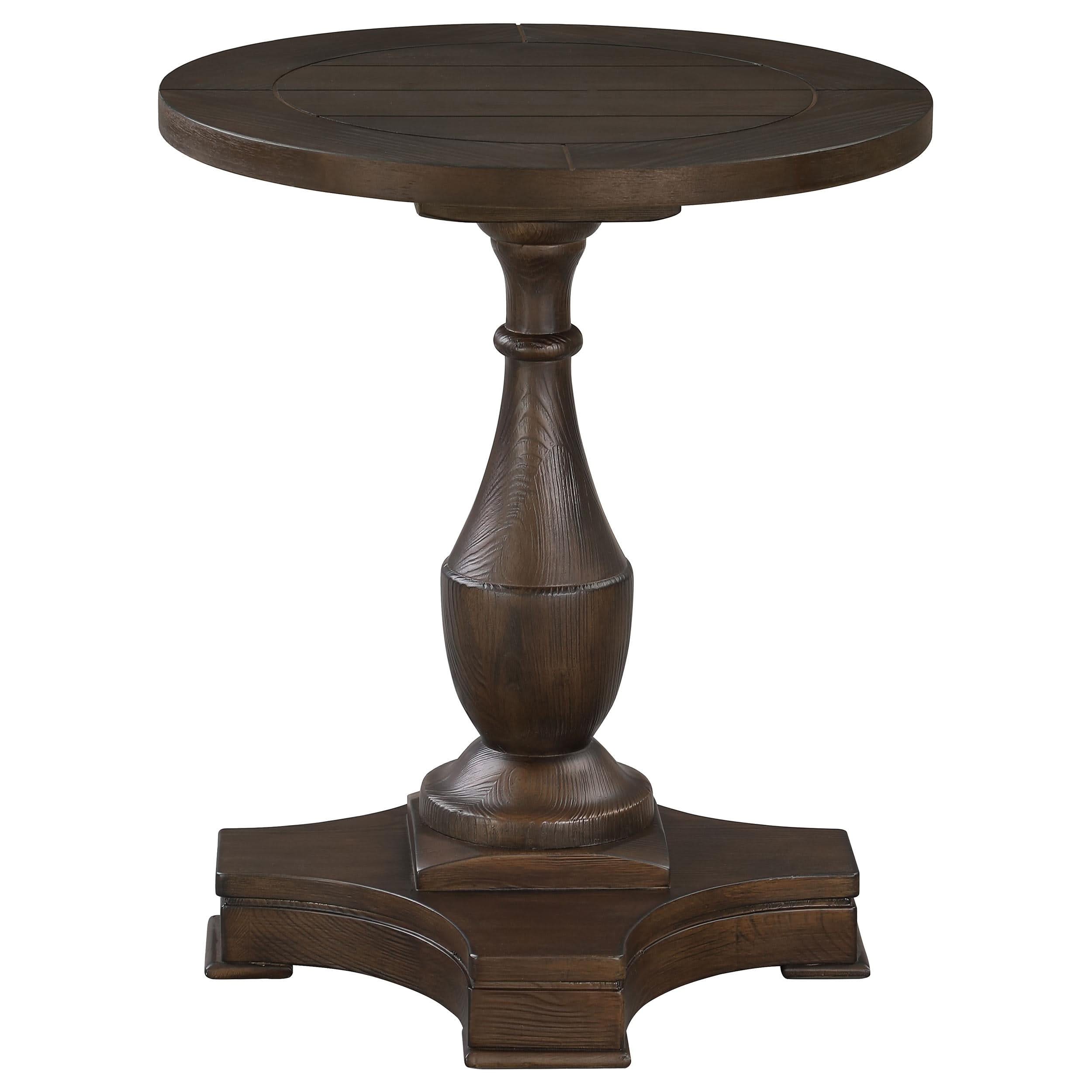 Morello Round Wood End Table with Pedestal Base Coffee