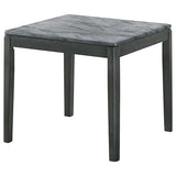 Mesa auxiliar cuadrada de imitación de mármol Mozzi en gris y negro
