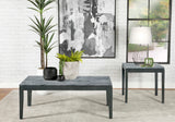Mesa auxiliar cuadrada de imitación de mármol Mozzi en gris y negro