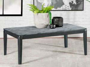 Mesa de centro rectangular de imitación de mármol Mozzi en gris y negro