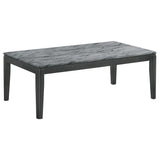 Mesa de centro rectangular de imitación de mármol Mozzi en gris y negro
