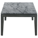 Mesa de centro rectangular de imitación de mármol Mozzi en gris y negro