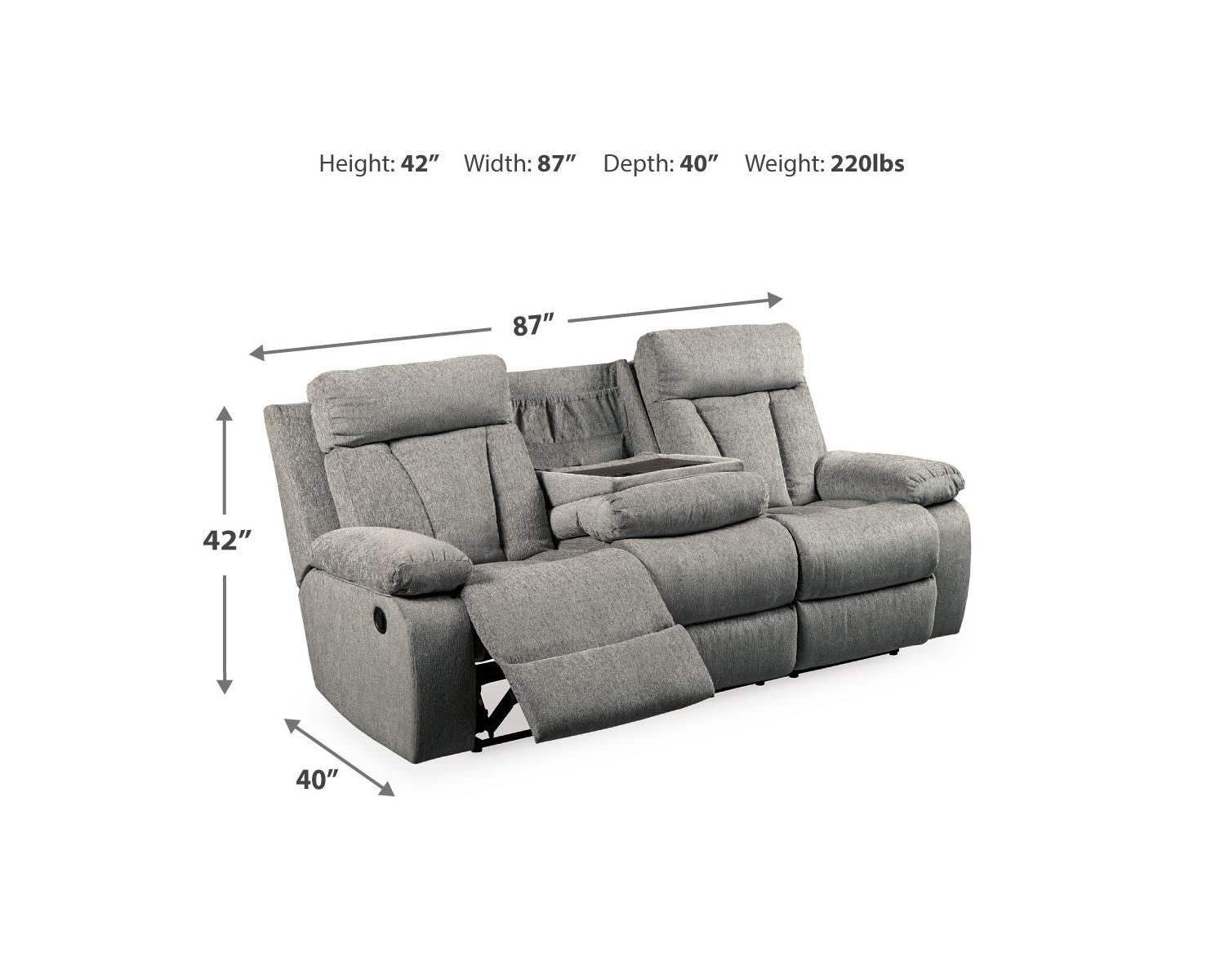 Mitchiner Reclining Sofa with Recliner