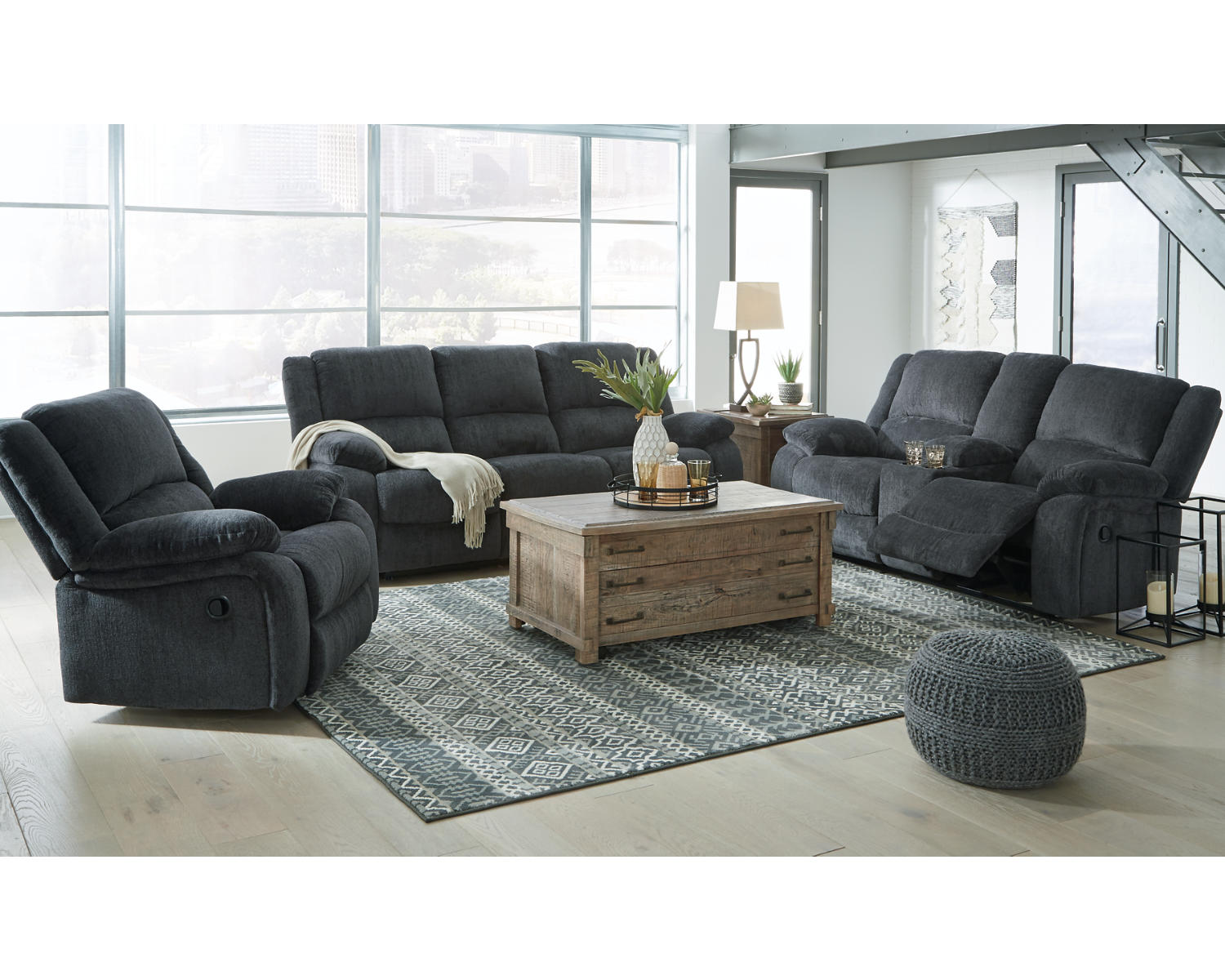 Draycoll Reclining Sofa, Loveseat and Recliner