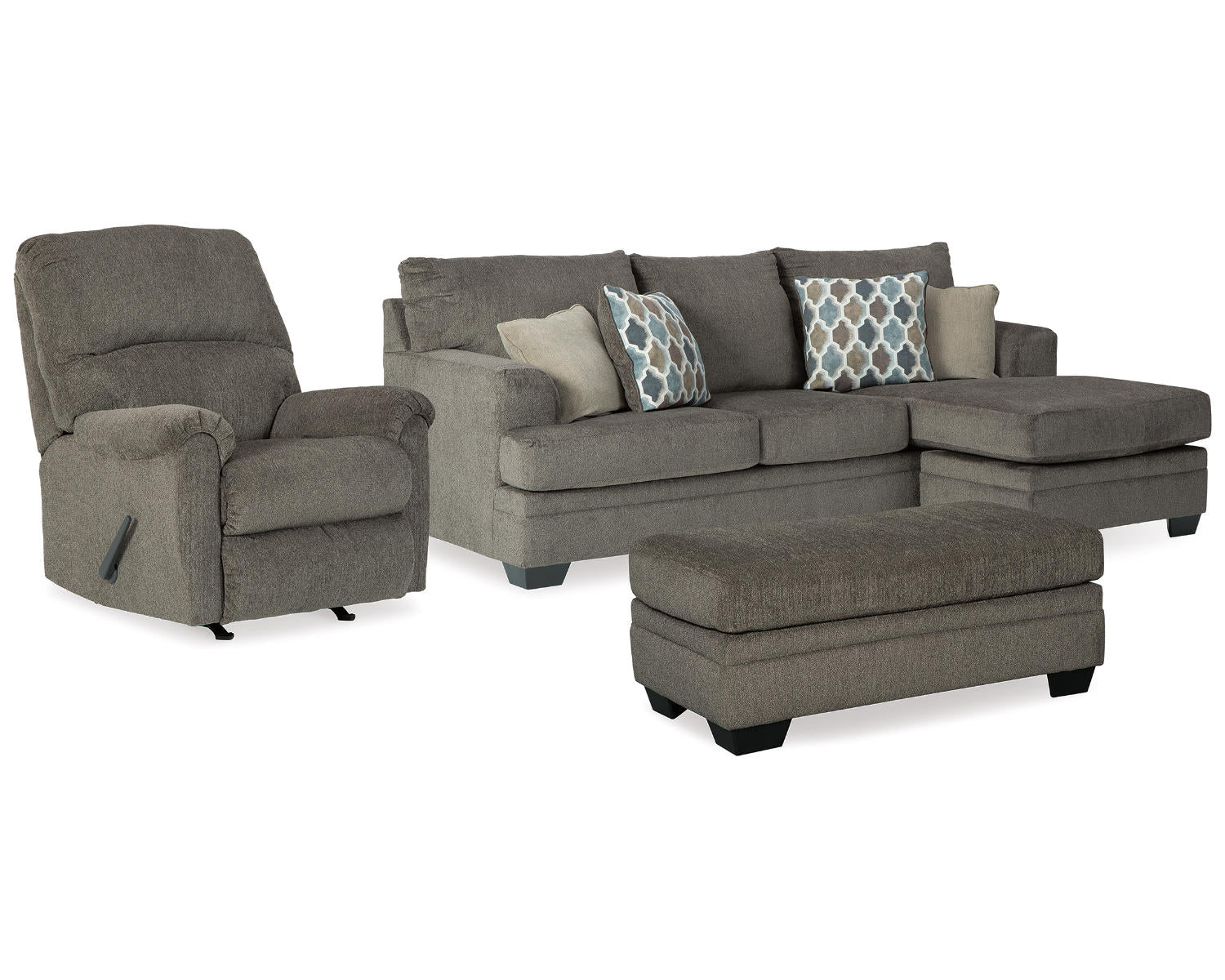 Dorsten Sofa Chaise, Recliner and Ottoman