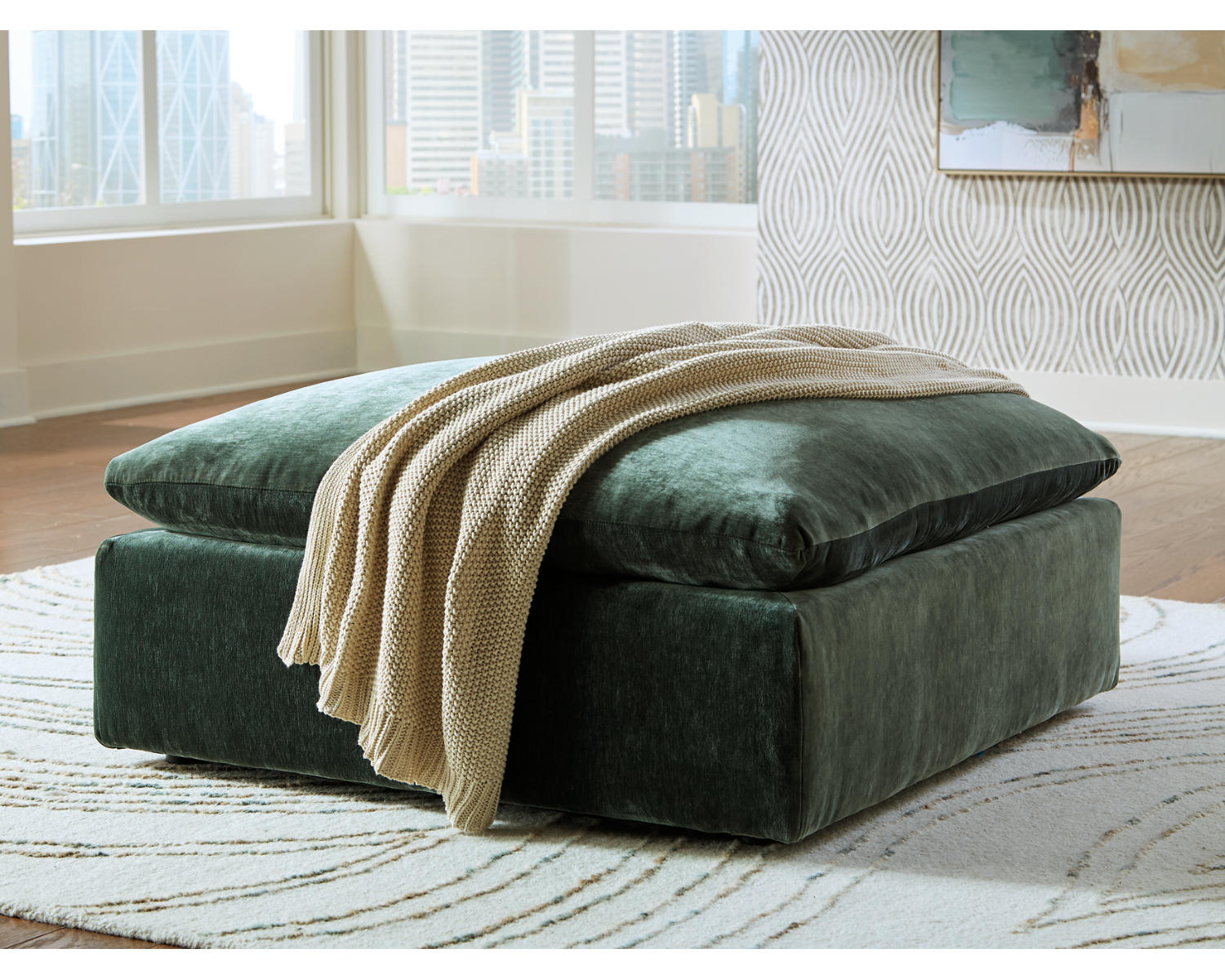 Carriage View Oversized Accent Ottoman