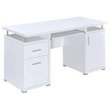 Escritorio para computadora de oficina Tracy de 55 pulgadas con 2 cajones, color blanco