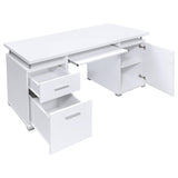 Escritorio para computadora de oficina Tracy de 55 pulgadas con 2 cajones, color blanco