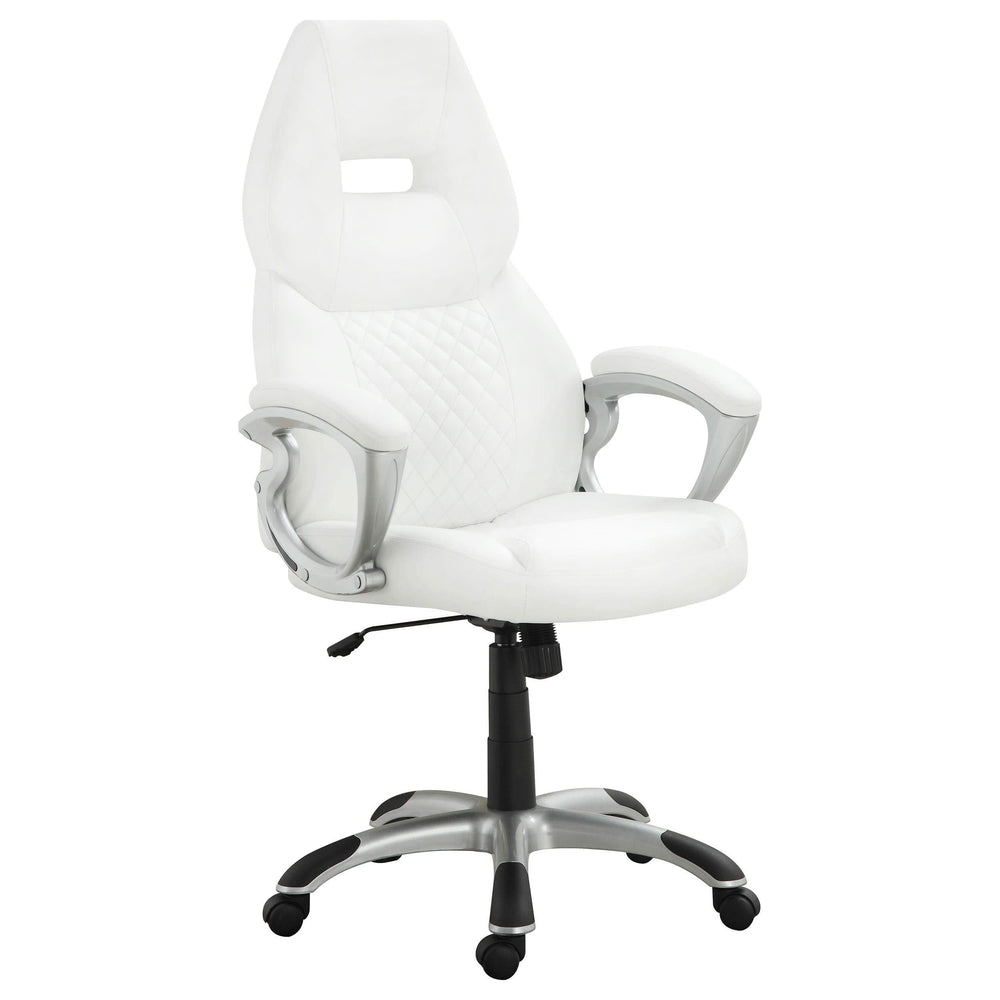 Silla de escritorio ajustable tapizada Bruce para oficina en casa, color blanco