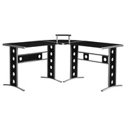 Keizer 59-inch Glass Top L-Shape Computer Desk Black