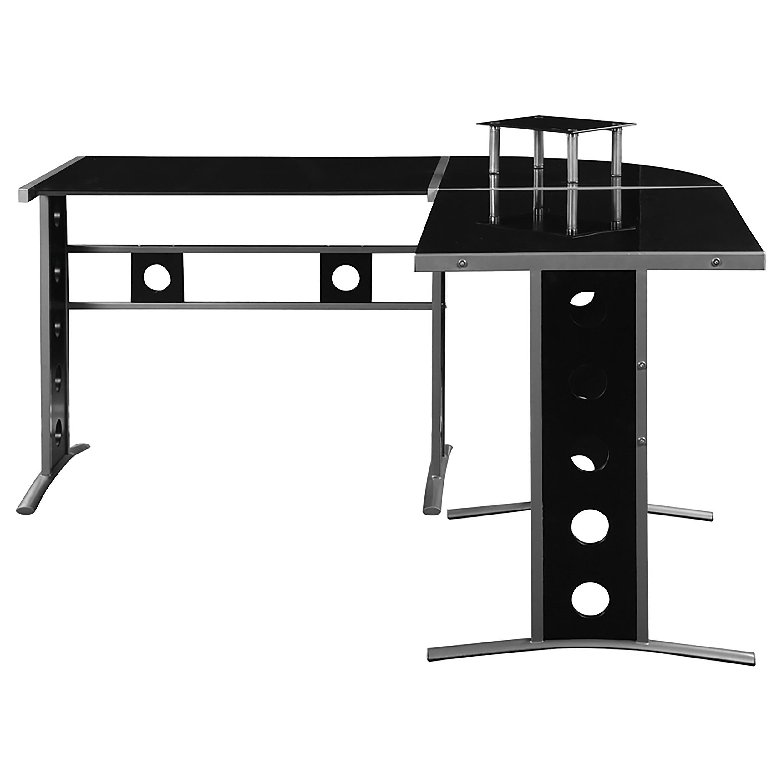 Keizer 59-inch Glass Top L-Shape Computer Desk Black
