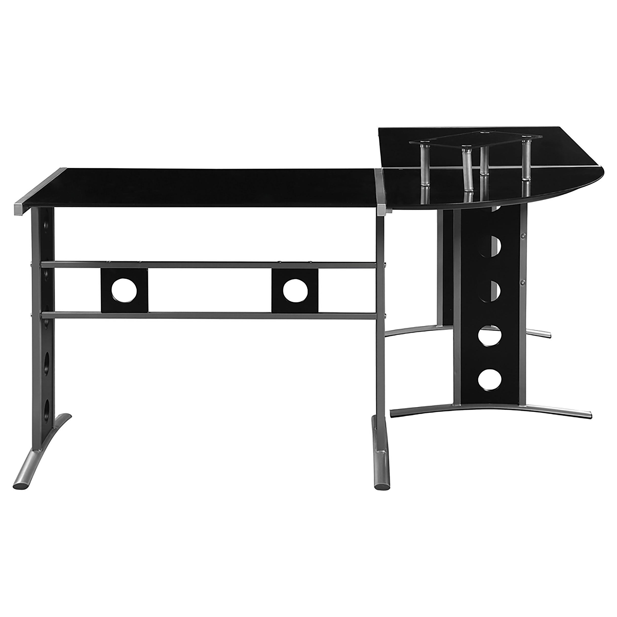Keizer 59-inch Glass Top L-Shape Computer Desk Black