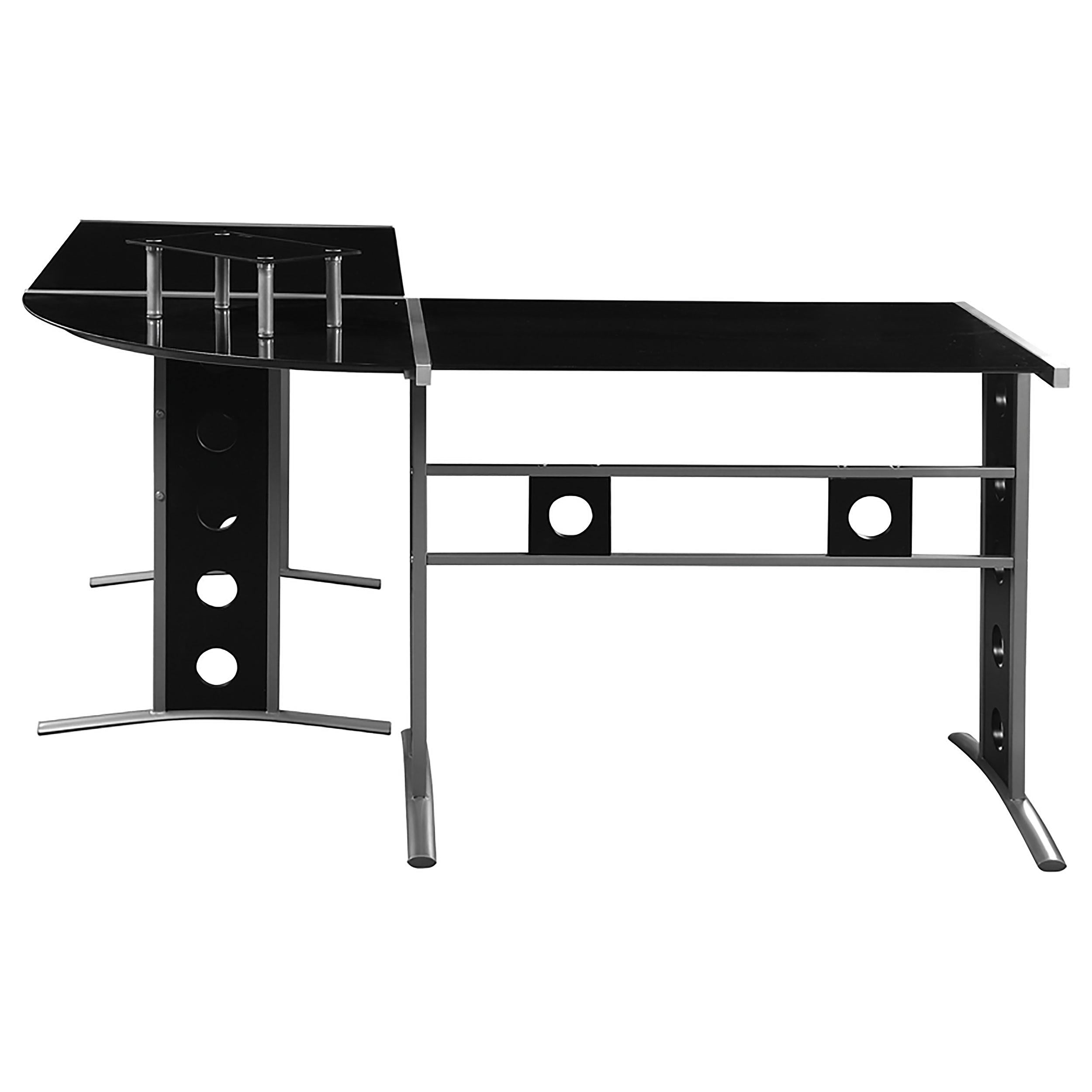 Keizer 59-inch Glass Top L-Shape Computer Desk Black