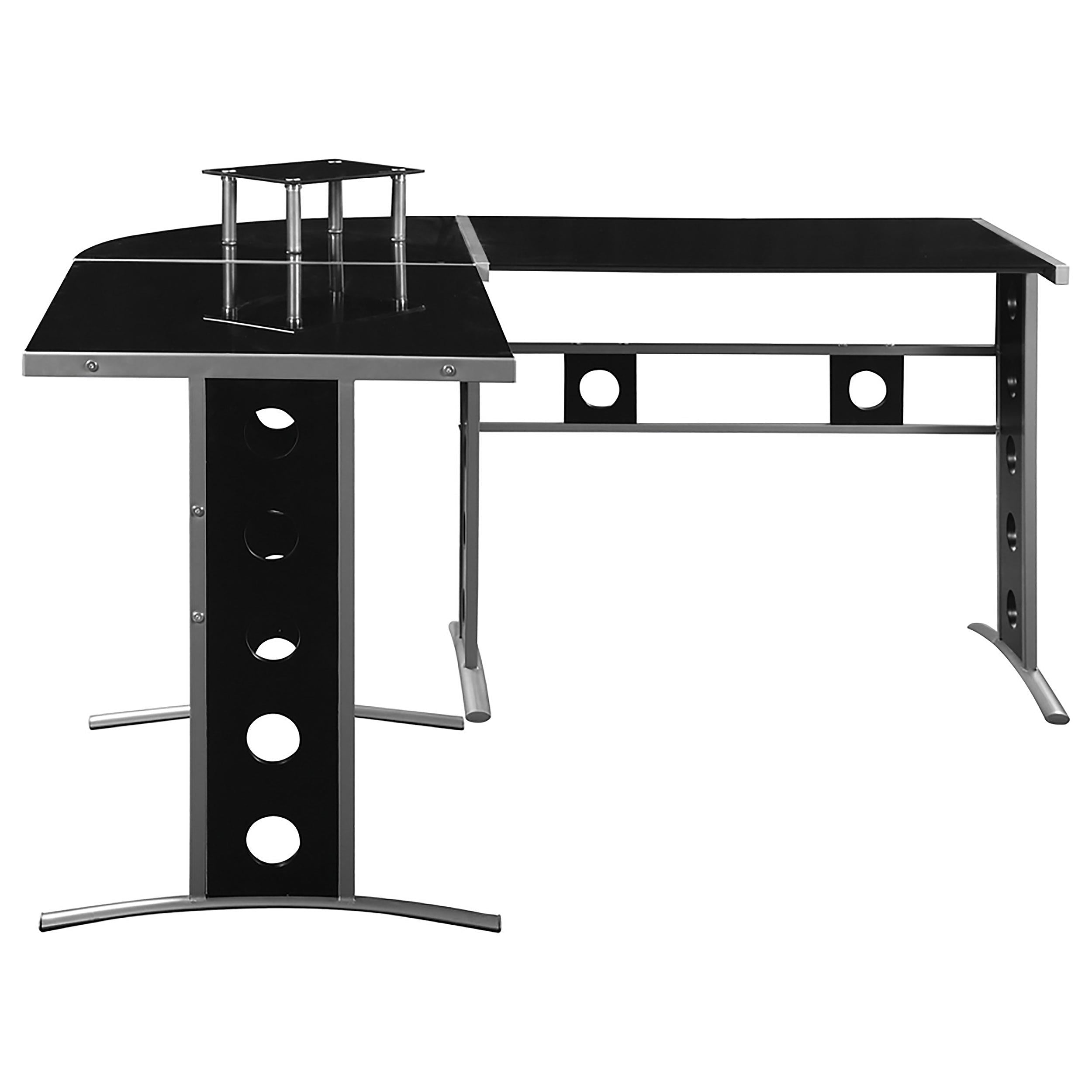 Keizer 59-inch Glass Top L-Shape Computer Desk Black